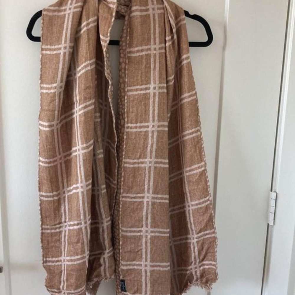 JCrew Beige Reversible Plaid Blanket Scarf